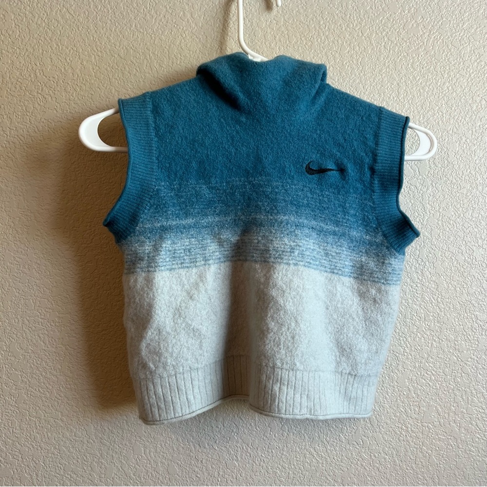 Nike Dri Fit Advance Run Division Wool Hooded Running Vest Blue Size Medium